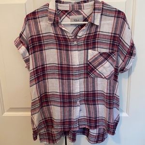 Rails linen plaid button down- shirt sleeve